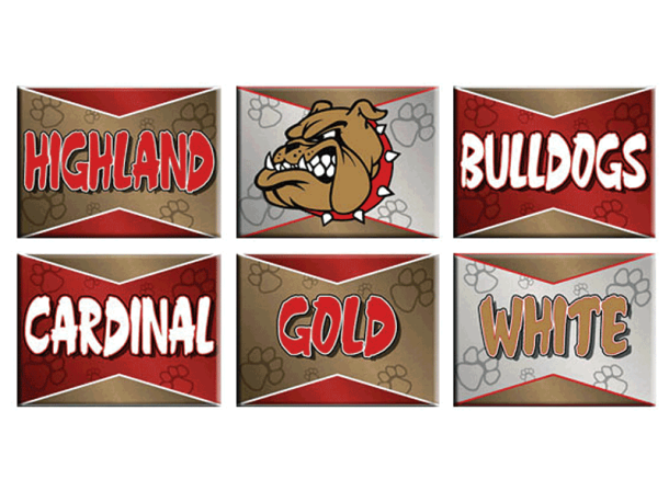 highland bulldogs cardinal gold white cheer signs