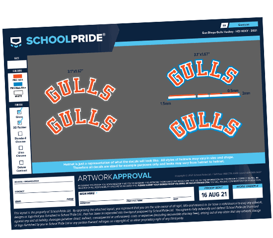 gulls 3d ice hockey decal artwork proof