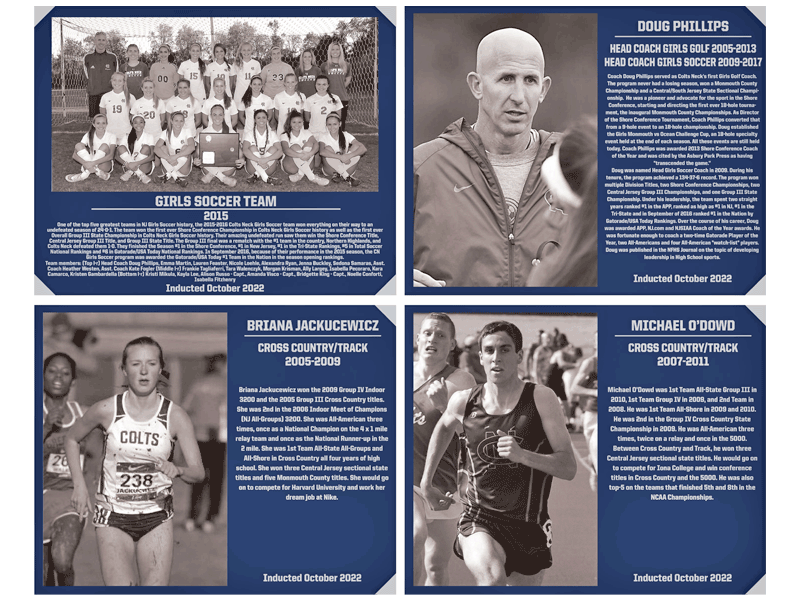 Hall of fame plaques with induction date