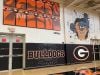 custom high school gym wall pads with mascot and logo
