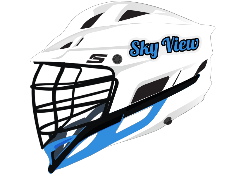 blue skyview lacrosse decal white and blue helmet