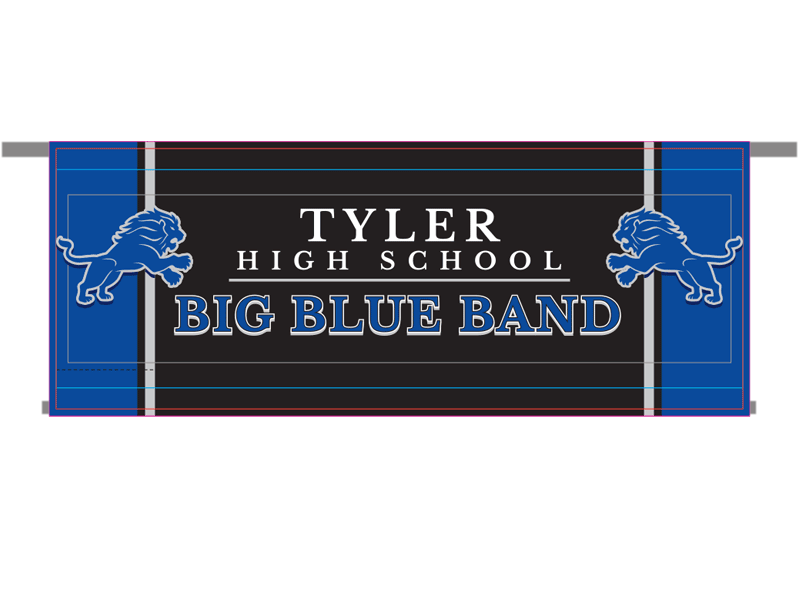 marching band banner black and blue