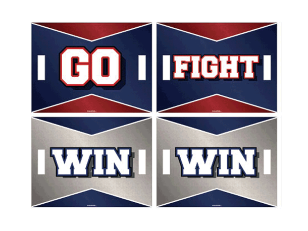 go fight win cheer signs with handles