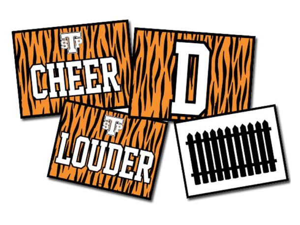 cheer louder d fence tiger striped cheer signs