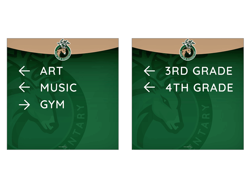 custom directional signs for deer run elementary school