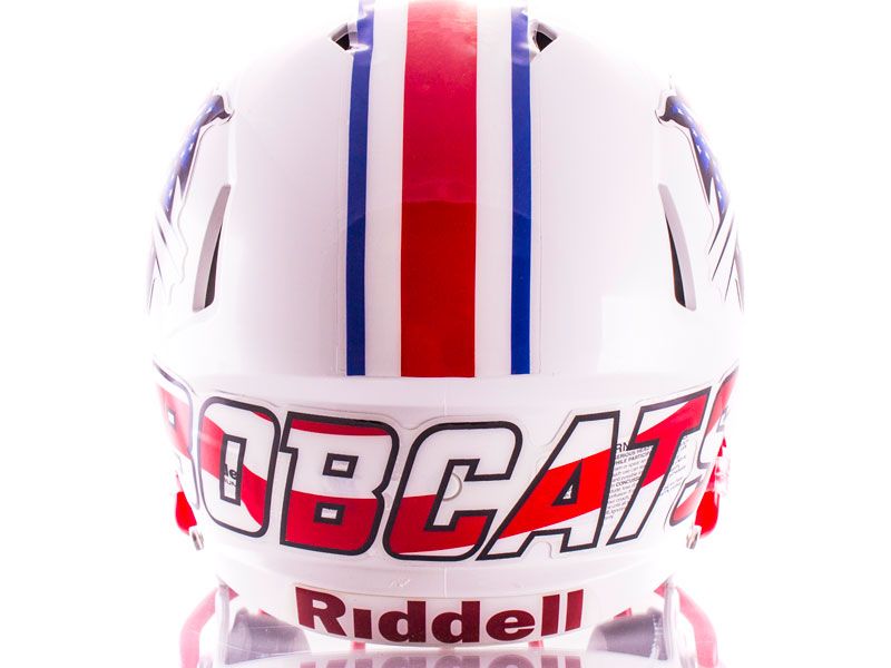 red white blue short wide football helmet stripe