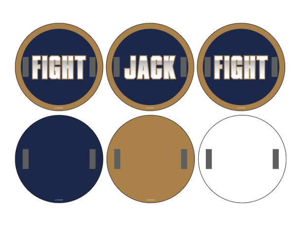 fight jack fight round cheer signs with handles