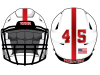 thin red chrome stripe on white football helmet