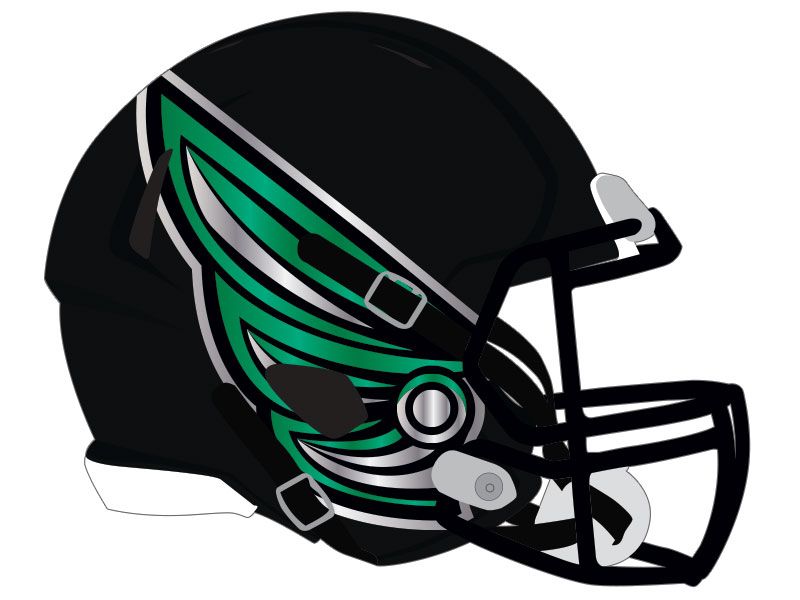 green chrome wing black football helmet