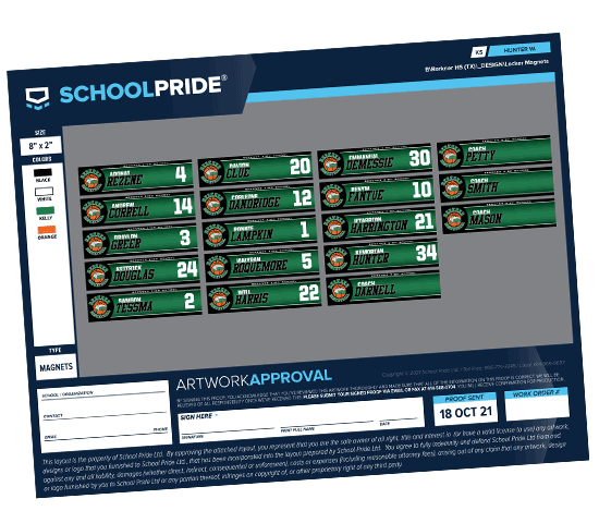 schoolpride® locker nameplates layout