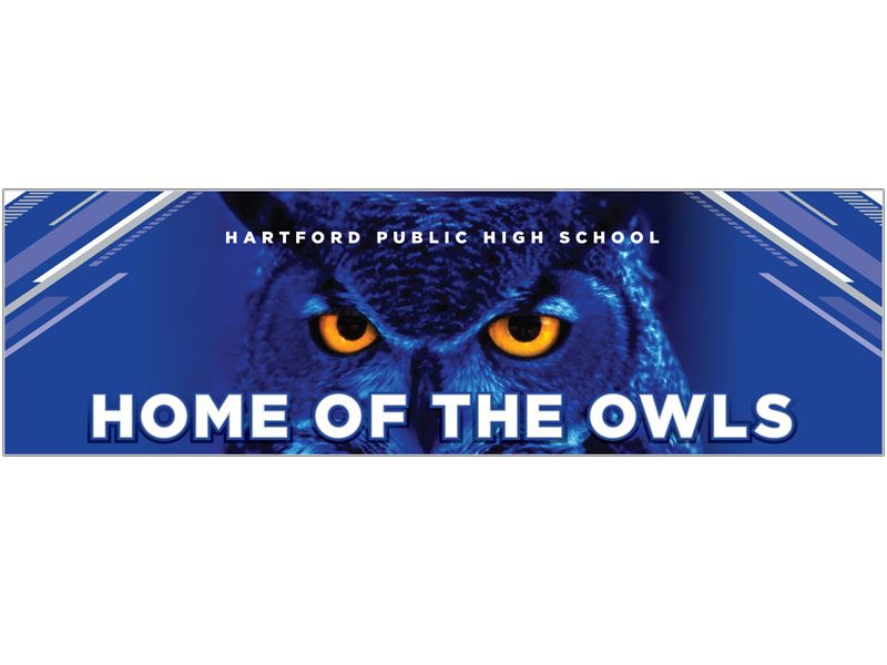 hartford public schools home of the owls sign