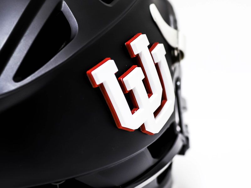 white red utah 3d lacrosse decal black helmet