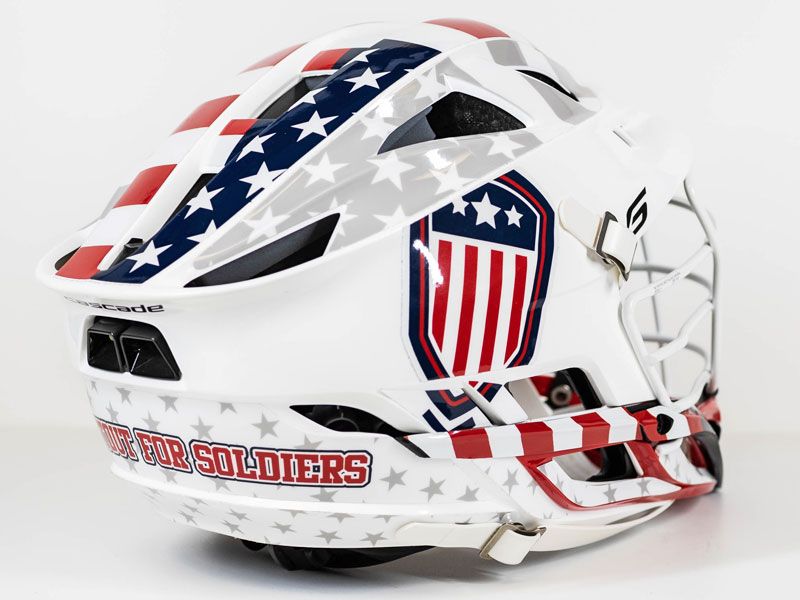 lacrosse helmet wrap shoot out for soldiers red white blue gray