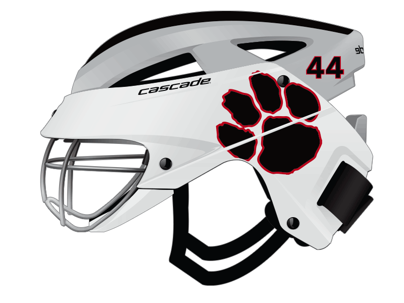 lacrosse helmet cascade lx multi item oversized kit side number mohawk black red paw