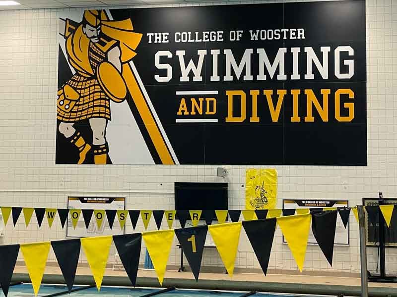 Swimming and Diving Sign College of Wooster Pool