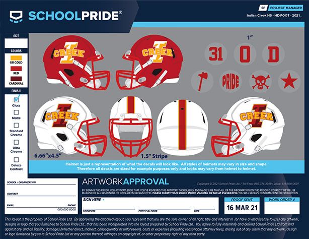 football helmet decal proof SchoolPride®