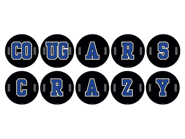 cougars crazy round cheer signs with handles