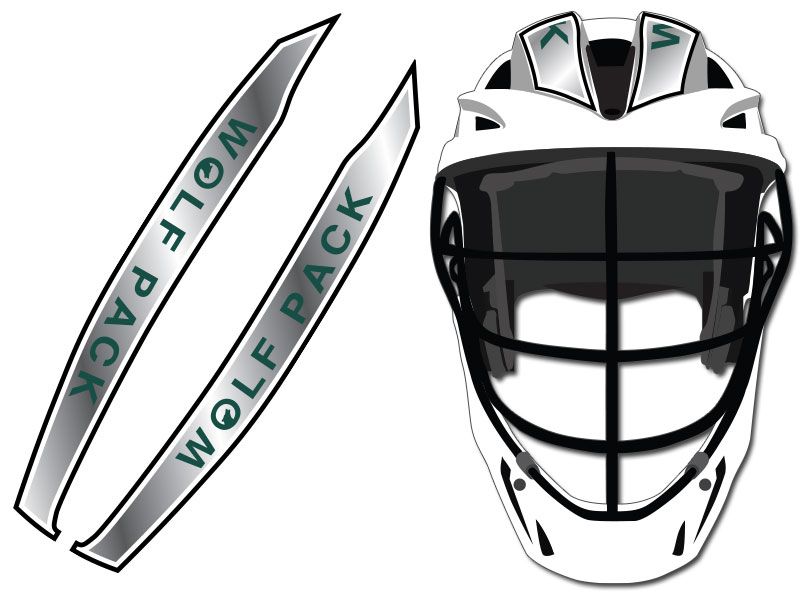wolfpack custom mohawk decals white lacrosse helmet