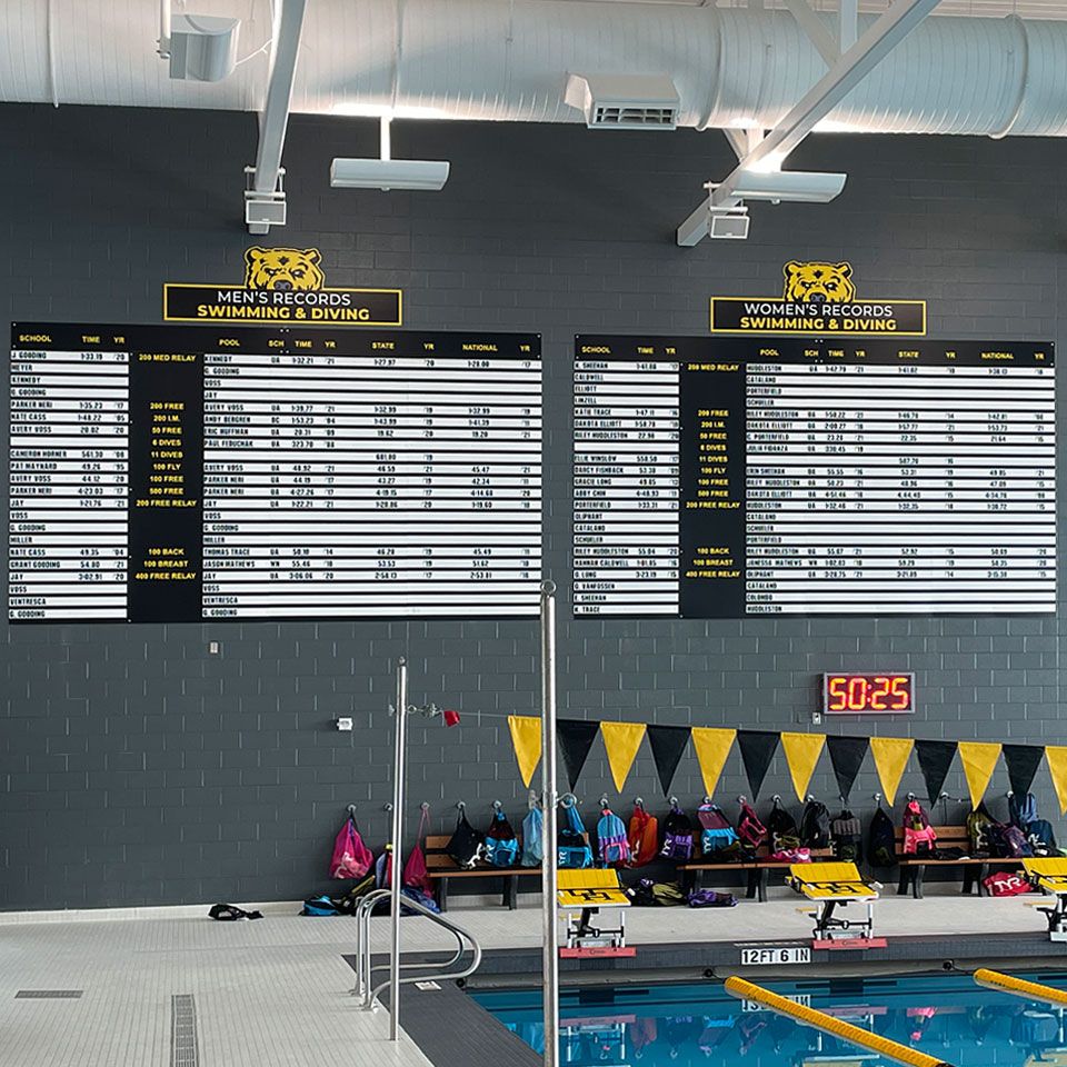 upper arlington high school snap in swimming record board