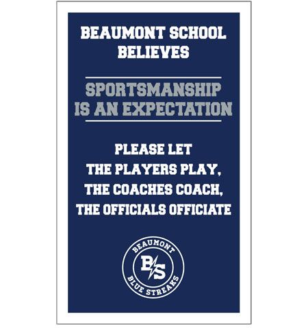 beaumont school sportsmanship banner