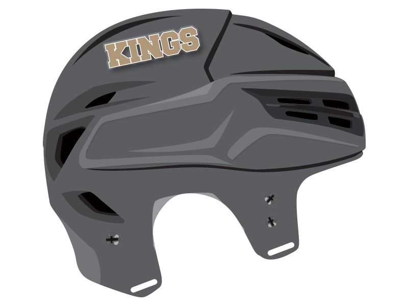 kings ice hockey decal on gray helmet