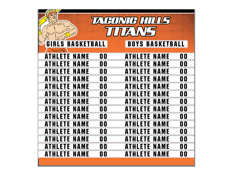 Titans basketball roster board boys and girls