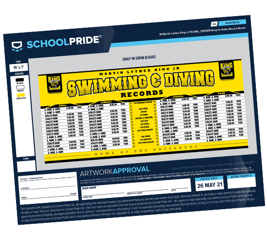 schoolpride® snap in swim record board proof