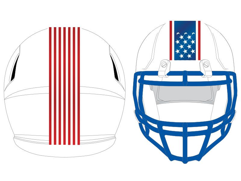 american flag stripe on white football helmet