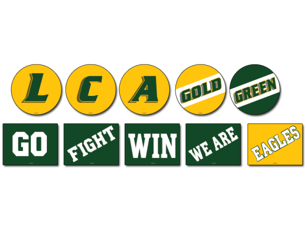 lca gold green go fight win we are eagles cheerleading signs