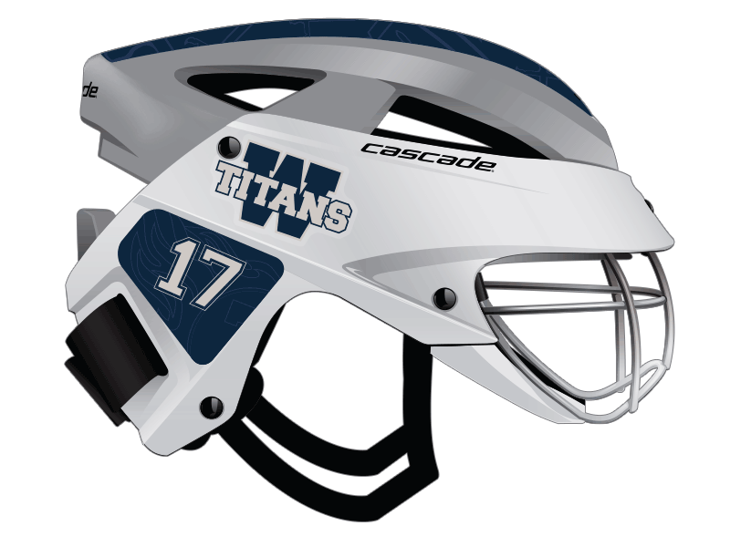 lacrosse helmet cascade lx multi item kit side number mohawk navey titans