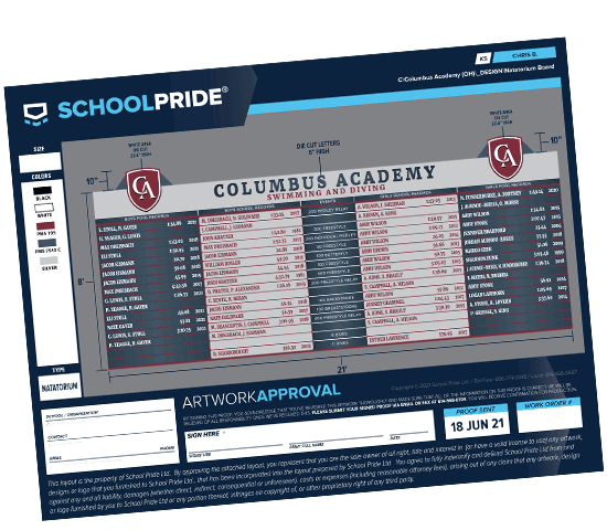 schoolpride® High School Swimming Record Board board proof