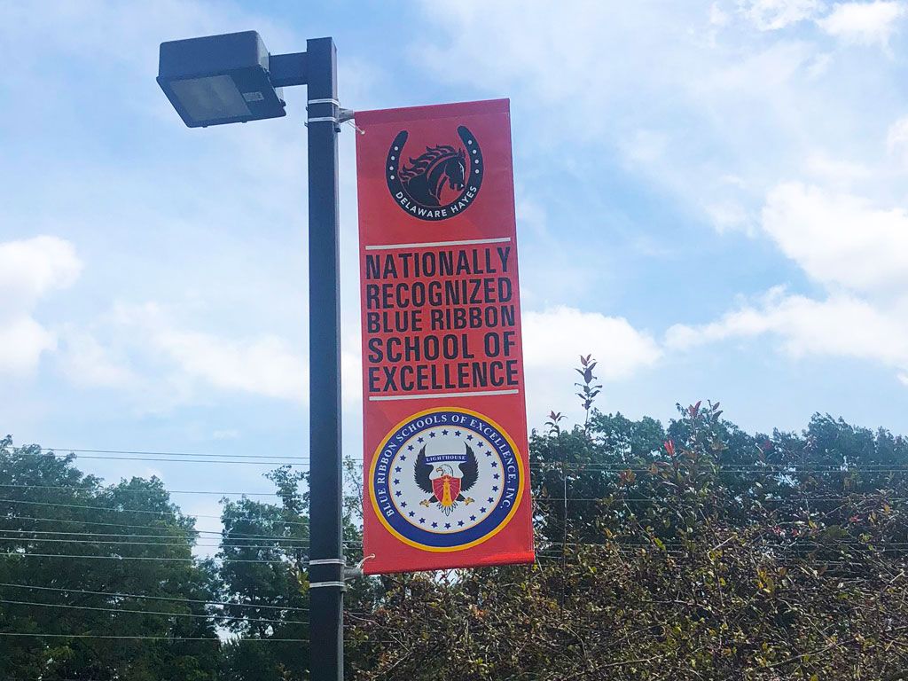 boulevard banner for blue ribbon school recognition delaware hayes