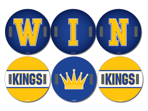 win kings round cheer signs