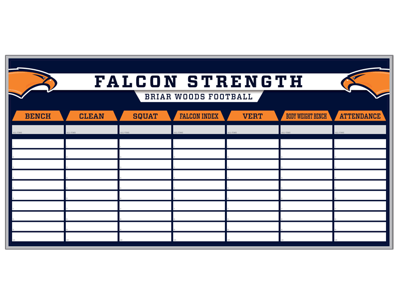 close up of falcon dry erase board