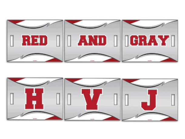 hvj red and gray cheer slgns with handles
