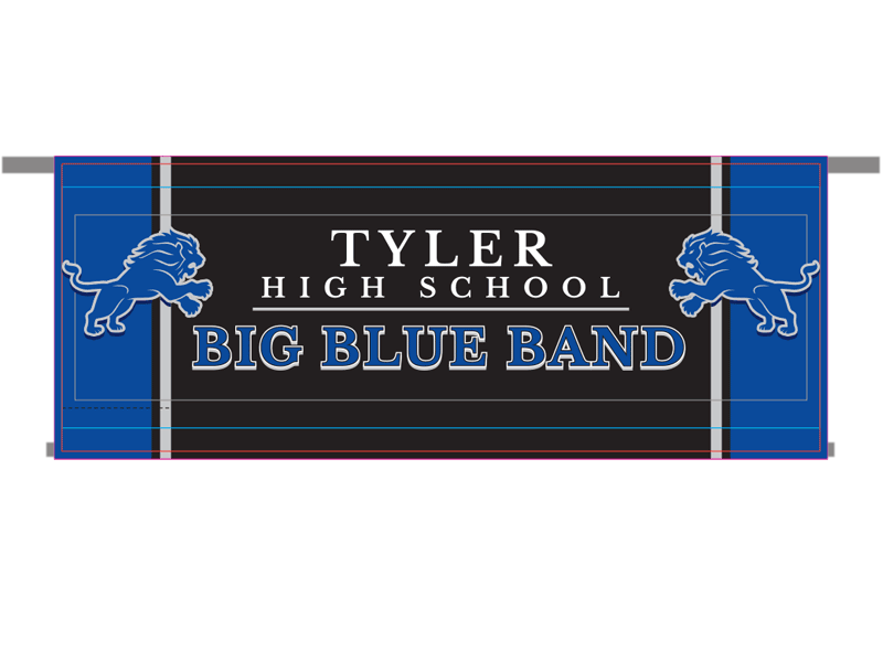 marching band banner black and blue