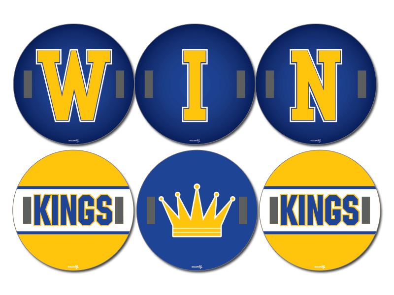 W-I-N Kings cheer signs