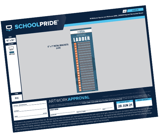 schoolpride® name plate board artwork proof