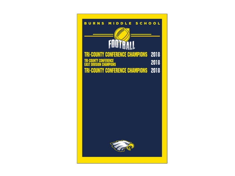 football championship banner with room for additional seasons to be added