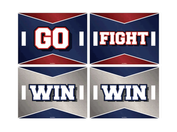 go fight win cheer signs with handles