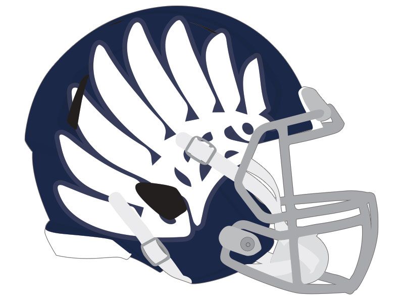 white wing on navy blue football helmet