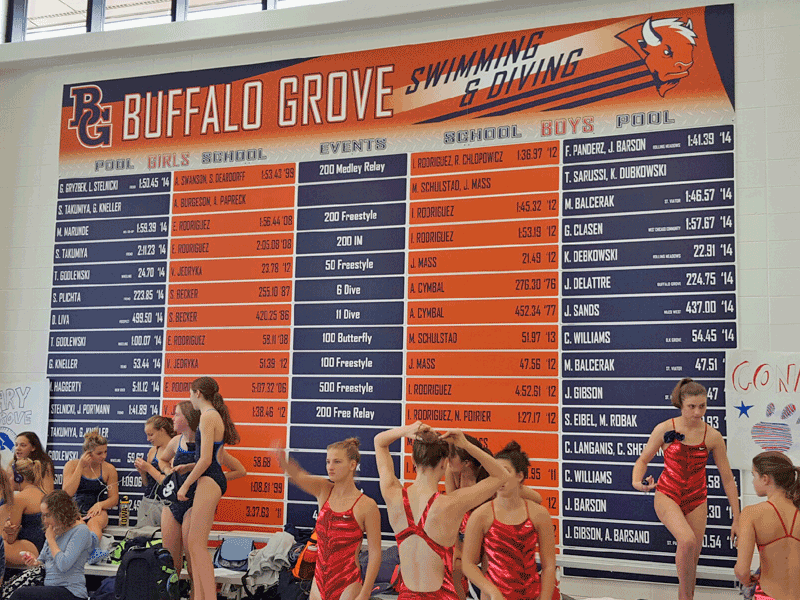 buffalo grove High School Swimming Record Board