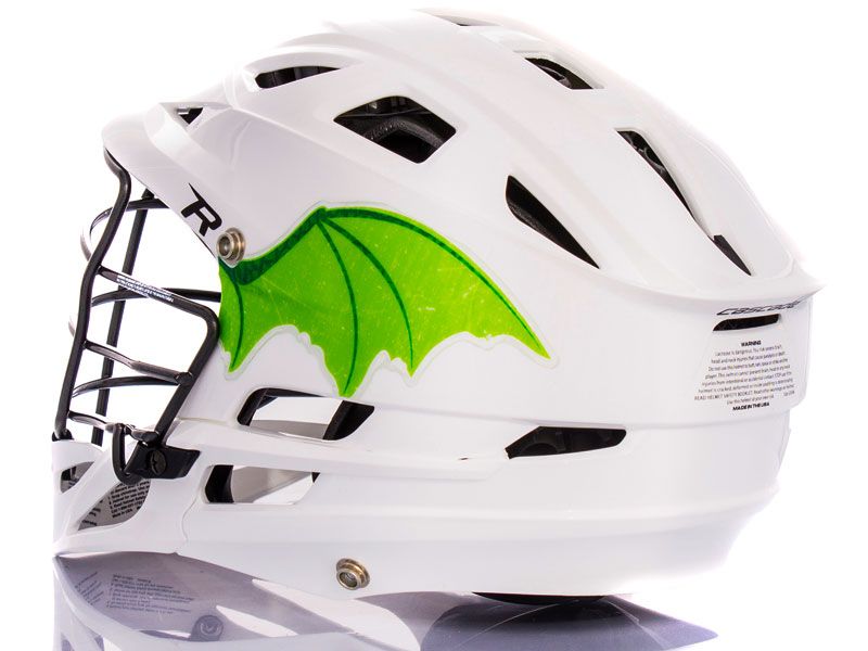 lime green bat lacrosse helmet wing single panel white helmet