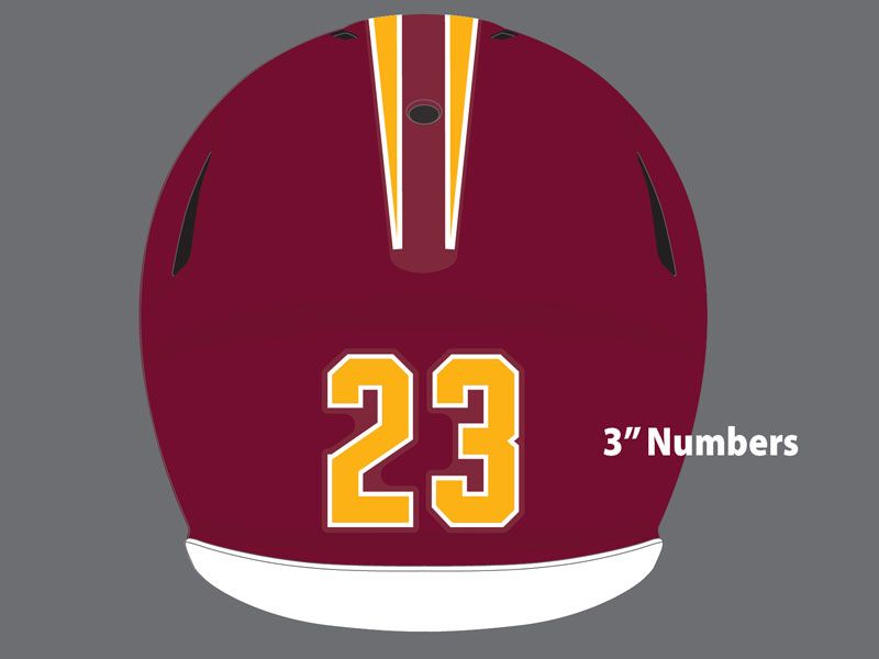 3 inch yellow and white die cut numbers on football helmet