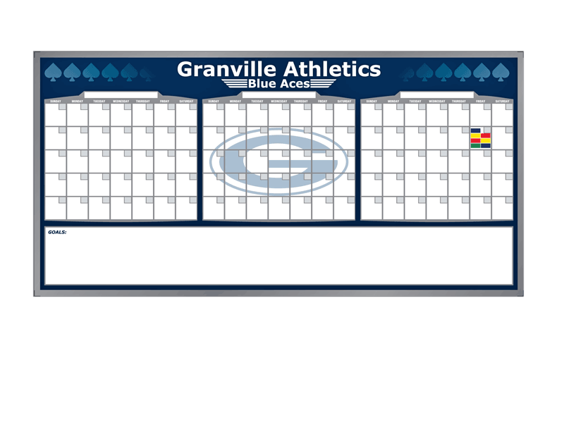 granville athletics 3 month calendar board