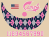 deluxe batting helmet decal sheet with sticker numbers visor button and pink plaid comets theme