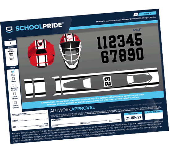 schoolpride® custom wide helmet stripe lacrosse decal artwork proof