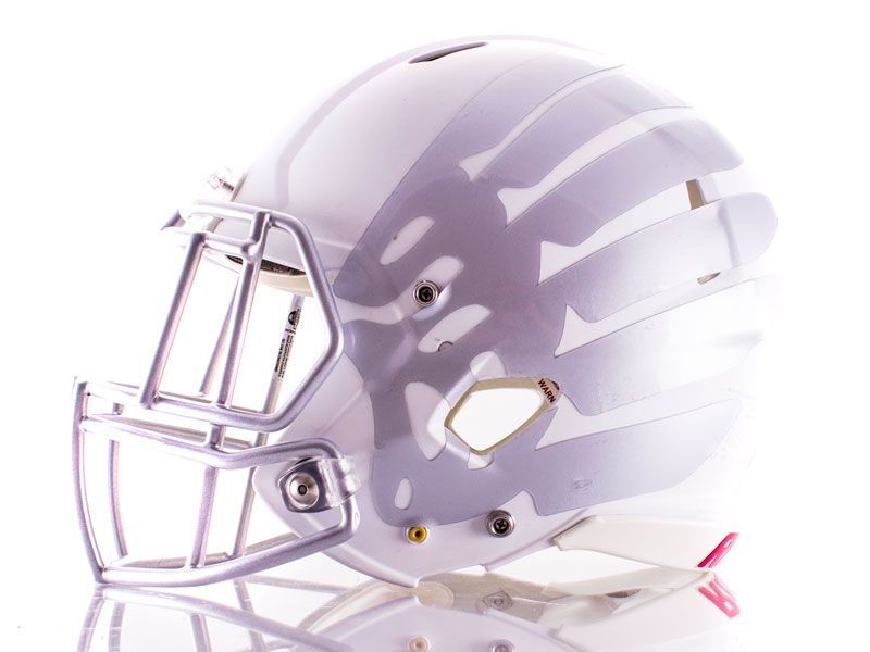 silver oregon style wing on white football helmet