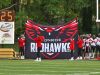 monroe redhawks breakaway banner with team and cheer squad