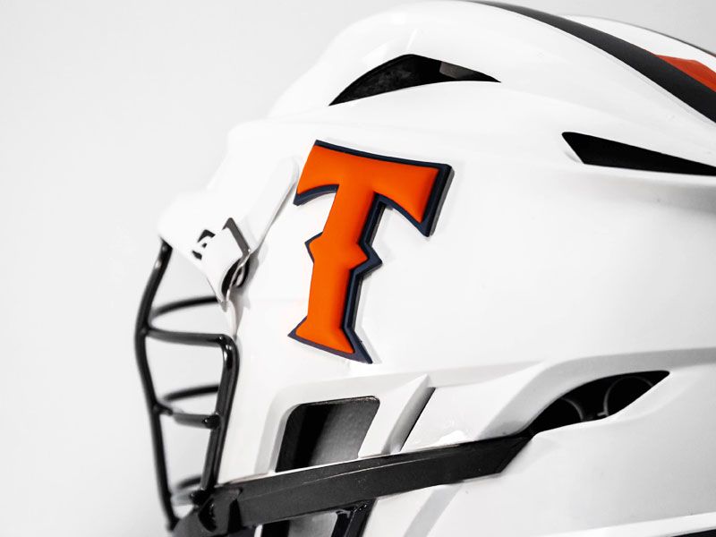 orange blue t 3d lacrosse decal white helmet